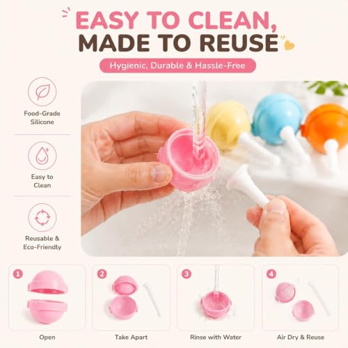 Lollipop Popsicle Molds,12 Pack Silicone Popsicle Molds,Reusable Lollipop Ice Cream Molds for Homemade Frozen Treats,Juice,Yogurt,Smoothies and Fruit Desserts.