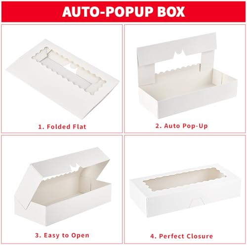 Cookie Boxes with Window, 12x5.5x2.5 Inches, 20 Pack - color: 12.5 x 5.5 x 2.5 Inch