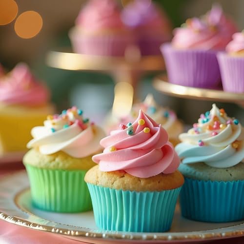 400 Pcs Mini Bright Rainbow Cupcake Liners Paper Baking Cups
