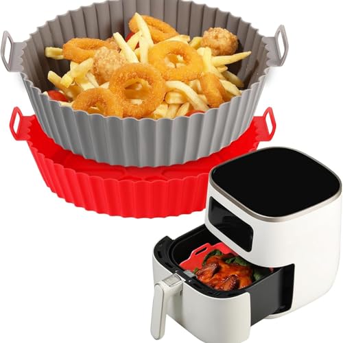 Reusable Air Fryer Liner, Divided Air Fryer Baking Pan, Food Grade Silicone Baking Mat High Temperature Resistant Cake Mold - color: Gray