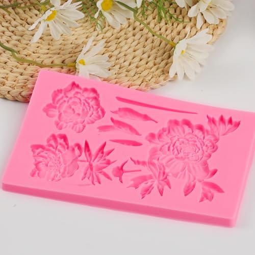 Rose Fondant Molds, Peony Kitchen Baking Silicone Mold - color: Rose Fondant Molds