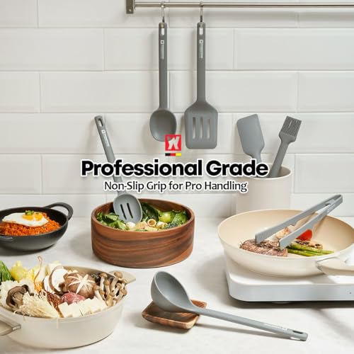 Wagensteiger Dark Gray Silicone Slotted Spatula: Cooking Turner with Heat Resistant, Non-stick Cookware Safe, Gentle Head Design, BPA Free (11.81inch x 3.15inch) - size: 11.81inch x 3.15inch