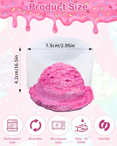Ice Cream Ball Silicone Mold with Edge, Multi-Use Mold for Chocolate, Fondant, Soap, Candles & DIY Desserts, Perfect for Weddings, Birthdays & Parties - color: Ice cream scoop