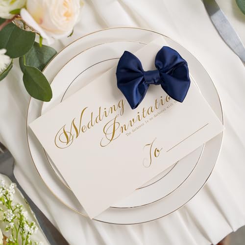 AIMUDI Navy Satin Ribbon Twist Tie Bows for Treat Bags 3.5" Navy Blue Bows for Crafts Small Bows for Gift Wrapping Premade Bows for Cake Pop Candy Apples Gift Bags Wedding Baby Shower -24 Counts - color: Navy Blue