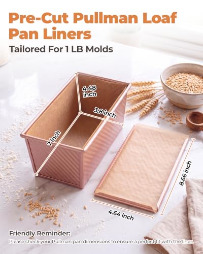 Bake Choice Loaf Pan Liners for 1 LB Pullman Loaf Pan with Lid, 50 Sets - size: 1 LB