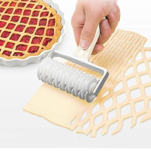 2PCS Lattice Roller Cutter, Reusable ABS Pie Pizza Cookie Dough Roller, Pastry Lattice Blade Tool for Embossing Dough Baking Roller for Bread Pastry Dessert (Fishnet Pattern)