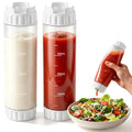 2 Pcs 16 oz Inverted Squeeze Bottles, Valve Condiment Dispenser (White) - color: White, size: 16 Ounces (Pack of 2)