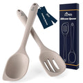 HOTEC 446°F Heat Resistant Silicone Cooking Spoon Spatula, Khaki, 12.5inch - size: 12.5inch Khaki