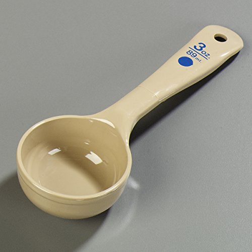 Carlisle FoodService Products Measure Miser Plastic Measuring Spoon with Short Handle, 3 Ounces, Beige