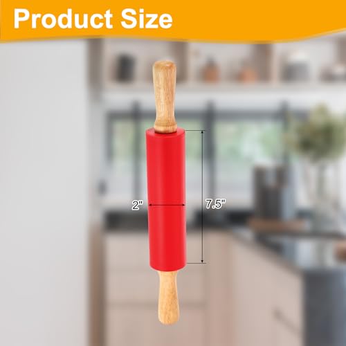 uxcell 7.5 Inch Silicone Rolling Pin Small Dough Roller Red - color: Red, size: 7.5 Inch