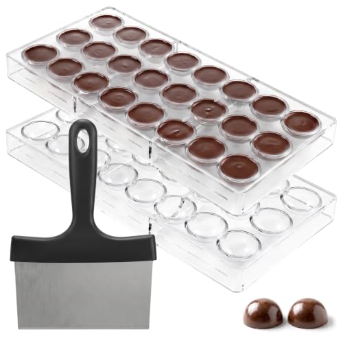 2 Pcs Polycarbonate Chocolate Molds with a Chocolate Scraper,Truffle Mould