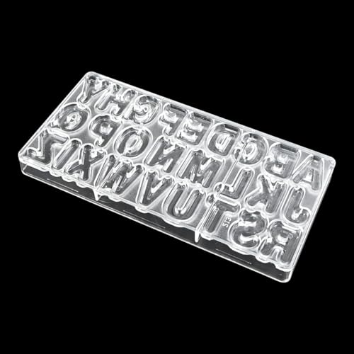 TUKE Polycarbonate Chocolate Mould 26 English Letters Candy Making Mold, Professional Grade PC Plastic for Baking, Dessert, Ice Cube, Soap - BPA-Free, Reusable & Dishwasher Safe (B_ English Letters) - size: B_ English Letters