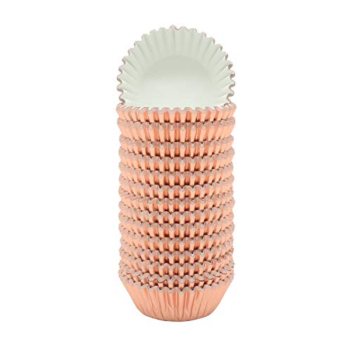 Mini Rose Gold Foil Cupcake Liners Muffin Baking Cups for Party and More, 300-Count - color: Rose Gold