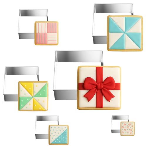 FUSOTO 6PCS Square Cookie Cutter Set, Square Shaped, 1.5-4 Inch - style: Square