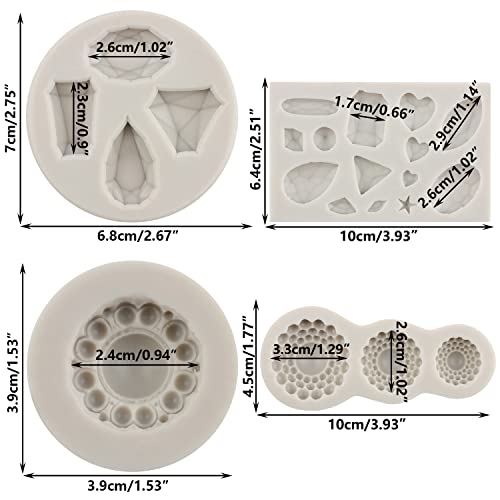Sijiangmold Gems Silicone Mold Pearl Diamond Brooch Fondant Molds Set Of 4 - color: Style B