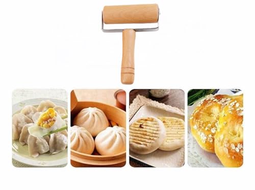 Stainless Steel & Beechwood Rolling Pin with Adjustable Thickness - Ergonomic Dumpling/Pasta Maker、Pizza, Kitchen Tool for Home Chefs, Dishwasher Safe & Rustproof Design (T) - size: T
