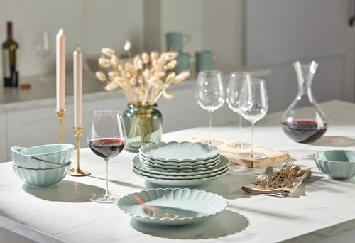 Lenox French Perle Scallop Ice Blue 12-Piece Dinnerware Set for 4 - color: Ice Blue, style: 12-Piece Dinnerware Set