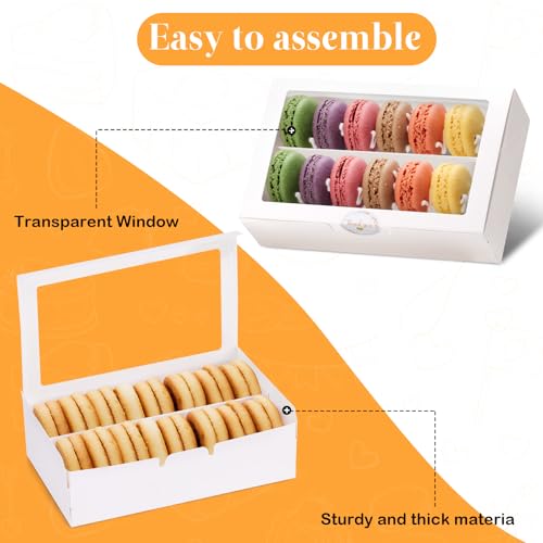 Macaron Boxes with Window, Pack of 10, 7.3x4.6x2in, Each Holds 12pcs