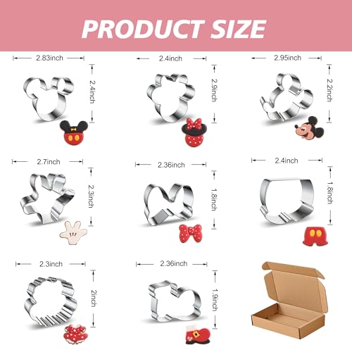 Mouse Cookie Cutter Sandwich Cutters Mickey Cutters for Kids DIY Lunchbox Bento Box Fruit Cutters Vegetable Cutters for Children Boys Girls, Pack of 8 (Cartoon Cookie Cutters Set) - color: Mickey Sets