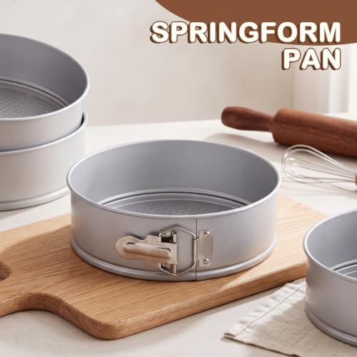 4 Pcs 8 Inch Nonstick Springform Cheesecake Pan with Removable Bottom - color: Sliver, size: 8 Inch
