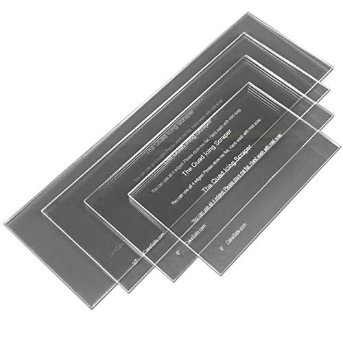 CAKESAFE 10 Inch Clear Quad Acrylic Cake Scraper, Cake Icing Scraper and Butter Cream Smoother - size: 10" Quad Scraper