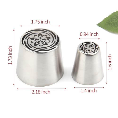 14 PCS Russian Piping Tips Set,Stainless Steel Icing Nozzles for Cake Decorating, Cream Flower Bouquet DIY Cookies, Desserts Baking Tools 1 XXL,1 XL,1 Medium Leaf,10 Piping Bags,1 Brush(S81) - color: No.81 (XL+XXL)