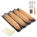 Baguette Pan Set, 4 Loaf Perforated French Bread Baking Pan Kit Set