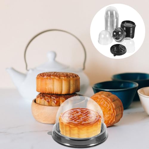 50pcs Mini Cupcake Container Cake Boxes with Dome Lid Xmas - color: Black