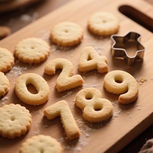 9PCS Number Cookie Cutters Set,Stainless Steel Birthday Numbers 0-8(6 Reverses to 9),3Inches Cookie Fondant Dough Numbers Kitchen Baking,for Birthday wedding family gathering Halloween Christmas Party - style: 3 Inch Numbers - 9Pcs