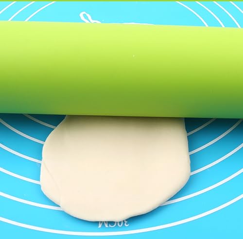 Green Rolling Pin, 9 Inch Silicon Rolling Pin with Wooden Handle for Kneading the Dough of Baking Bread, Pizza, Cookie, Noodles (green, 9 inch) - color: Green, size: 9 inch