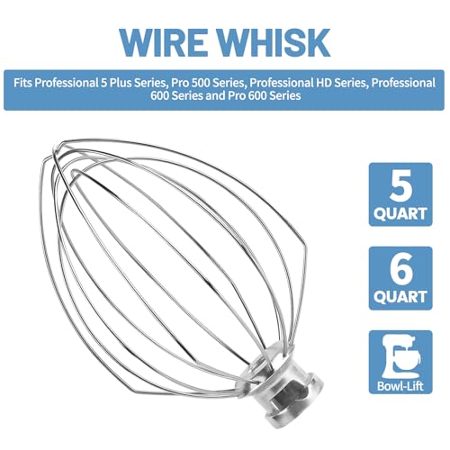 XINBOOG 6 Wire Whisk Attachments Compatible with KitchenAid 5Plus-6QT Mixer - size: Wire Whip
