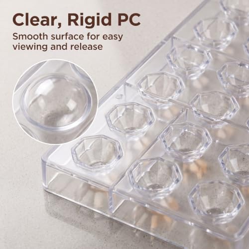 Pack of 2 Chocolate Candy Mold PC Polycarbonate Chocolate Making Mould with Scraper(Semicircle+Diamond) - color: Semicircle+Diamond