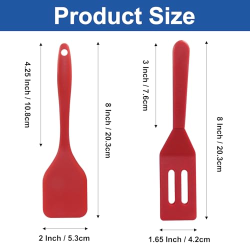 Hitefu 2 Pieces Flexible Mini Spatula, Red - color: Red