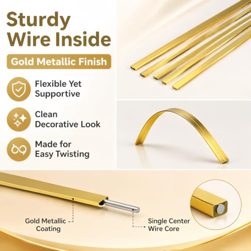 800 Pcs 3.94" Gold Metallic Twist Ties - Reusable, Perfect for Plastic & Cellophane Bags, Bread, Candy & Treat, Party Gift Wraps