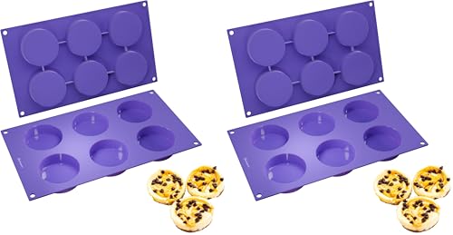 Bakerpan Silicone Muffin Top Pans Non Stick - Set of 2 - Mini Tart Pans, Mini Cheesecake Pan, Whoopie Pie Pan, Cookie Mold, Egg Molds, 2 1/2 Inch Cavity (Pack of 2) - size: Medium (Pack of 2)