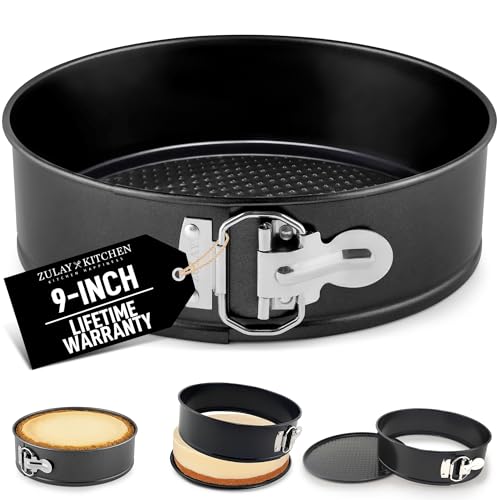 Zulay Kitchen Premium 9 Inch Springform Pan Nonstick Cheesecake Pan with Removable Bottom, Leak-Proof Design, No Need for Parchment Paper – For Baking Cakes, Cheesecakes, Pies - Easy to Clean (Black)