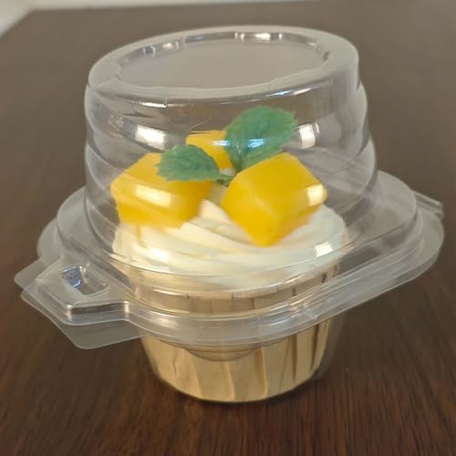 100 Pack Single Cupcake Container,Plastic Cake Cartons With Hinges - size: 100 Pack Cupcake Container