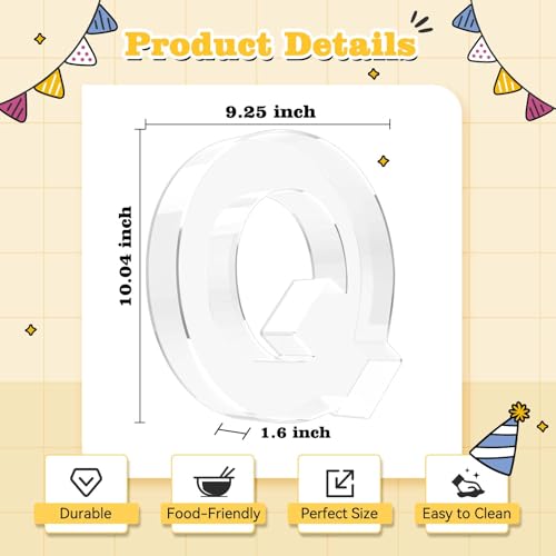 Ledido Reusable 10'' Fillable Acrylic Charcuterie Board Box Letter Q - color: Letter Q