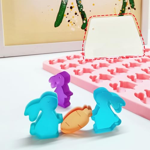 Bunny Silicone Molds for Candy Gummy Chocolate, Easter Molds, Rabbit Silicone Mold with Scraper (bunny) - color: Pink
