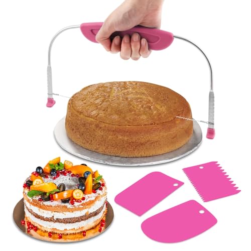Cake Leveler & Slicer, Adjustable Cake Cutter Slicer Leveler - color: Rose Red