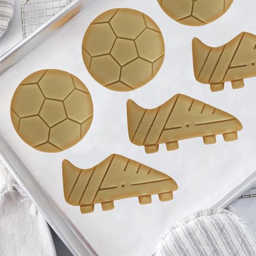 Soccer Cookie Cutter Set of 5 - Soccer Ball Shapes & Stamps, Sports Jersey Cookie Cutter for DIY Baking Supplies - Kit for Sports-Themed Party