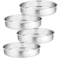 P&P CHEF 11 Inch Cake Pan, Stainless Steel Round Cake Pans, Silver & 4 Pcs - color: Silver, size: 11 Inch