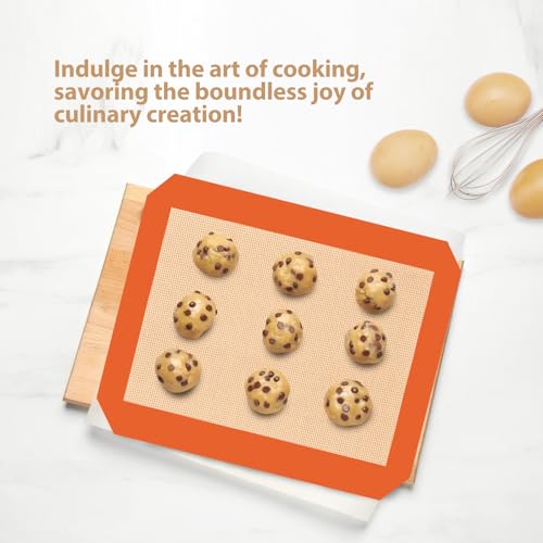 Silicone Baking Mat, Reusable Silicone Oven Baking Sheet - color: Orange