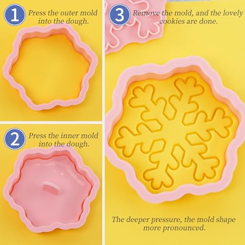 8Pcs Snowflake Cookie Cutters 3D Winter Christmas Themed Baking Tools - color: Xmas Snowflake