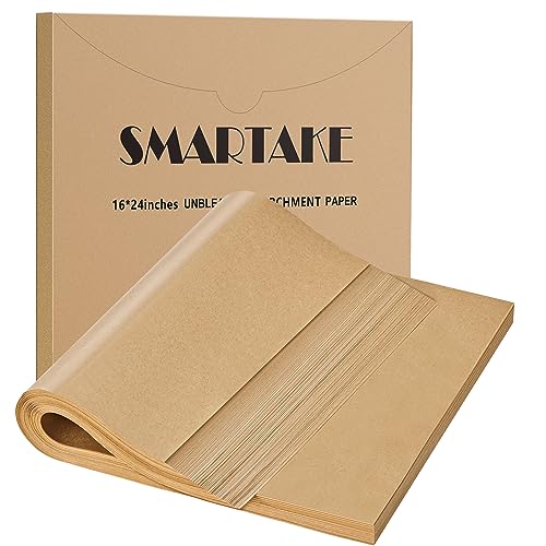SMARTAKE 200 Pcs Parchment Paper Baking Sheets, 16x24 Inches, Non-Stick - size: 16" x 24"