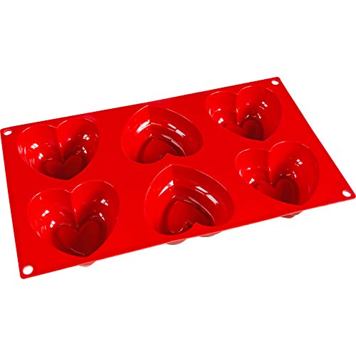 Fat Daddio's SMF-047 Silicone Bakeware 6-Cavity Dimpled Heart (2.4 oz) - size: 11.75 x 6.75 Inch, style: 6-Cavity Dimpled Heart (2.4 oz)