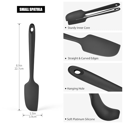 Doosu Silicone Small Spatula, 600°F Heat Resistant Mini Scraper (Black) - color: Black, size: 8.9in (small spatula)