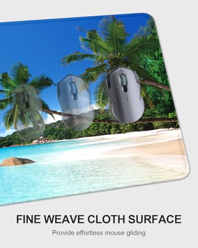 Large Mouse Pad with Wrist Rests for Keyboard & Mouse, Thick Soft Ergonomic Memory Foam Wrist Supports, Big & Long Desk Mat 35.5 x 15.7 in, for Office Gaming Computer, Beach and Trees - color: Beach and Coconut Trees