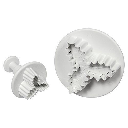 PME Veined Three Leaf Holly Plunger Cutters, Small and Large Sizes, Set of 3 - size: Small and Large Sizes