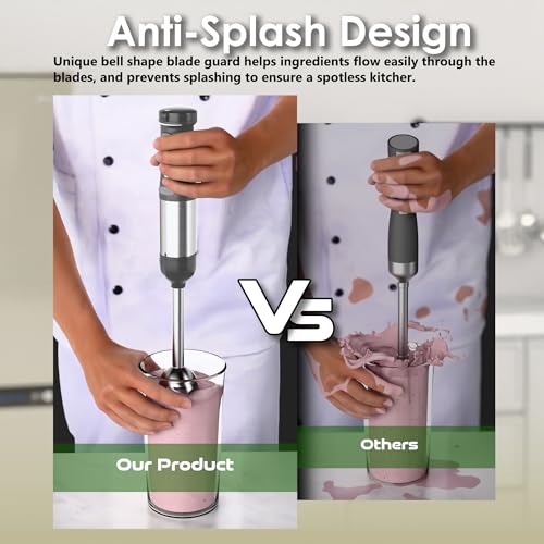 5-in-1 Cordless Immersion Blender with Rechargeable Handheld Battery - color: grey